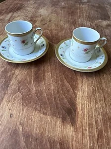 Winterling Bavaria Demitasse Set 2Cups Sauscers Floral Gold Trim Germany Vintage - Picture 1 of 12