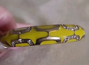 Saks Beautiful Yellow Bracelet with a Gold-Tone Overlay and Clear Rhinestones - Picture 1 of 5