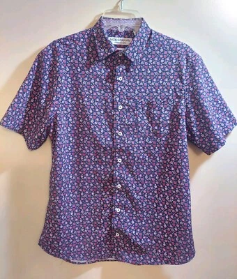 Nick Graham Manga Corta Abotonada Elastizada Para Hombre Pequeño DE COLECCIÓN PUNTADA ÚNICA Foto 1 de 4