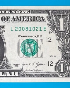 2008 October 21 : L 20081021 E BIRTHDAY Note $1 One Dollar Bill *UNC* - Picture 1 of 3