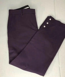 Ann Taylor Ankle Pant in Button Hem Size 4 Cotton Purple Stretch - Picture 1 of 6