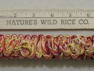 Borde de flecos en bucle tonos oro rojo amarillo 143" largo NUEVO manualidades de costura - Imagen 1 de 2