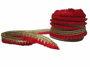 Indian Traditional Embroidery Lace Border Red & Golden Gota Patti Lace 9 Mtr w21 - Picture 1 of 6
