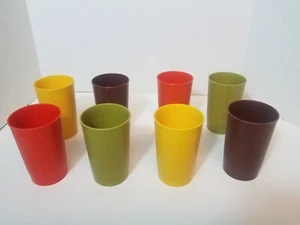 Vintage Tupperware #1320 Series Harvest Color 8oz. Stackable Tumblers Set of 8 - Picture 1 of 7