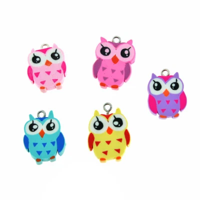 8 dijes surtidos de arcilla polimérica de búho de 2 caras - K228 Foto 1 de 2