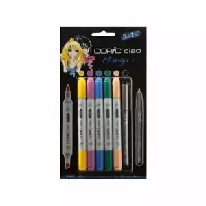 BOLÍGRAFOS COPIC CIAO - JUEGO 5 + 1 MANGA 1 - BOLÍGRAFOS MARCADORES DE ARTE GRÁFICO + FINELINER - Imagen 1 de 2