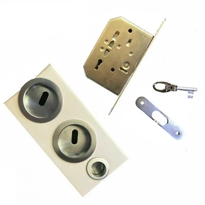 Serratura per porta scorrevole Maniglie tonde Argento Alluminio e chiave Mariva - Immagine 1 di 4