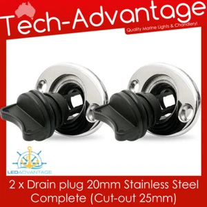 2 x Stainless Steel Boat Marine Bung Drain Coarse plug 20mm (17mm Internal Flow) - Imagen 1 de 5