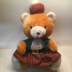 Soft Things Bär Plüsch Schottenkaro Kilt Tam O’ Shanter Vintage GROSS 18 Zoll - Bild 1 von 5