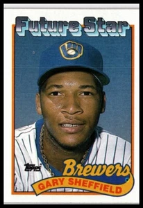 1989 Topps #343b Gary Sheffield größere Lücke zwischen Hut und Future Stars Header - Bild 1 von 2