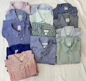 Lot Of 13 Brooks Brothers Men Button Up Long Short Sleeve Dress Shirts Sz L