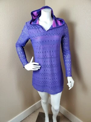 TITLE NINE Purple Beach Swimsuit Cover Up Hooded Dress~Size S Foto 1 de 4