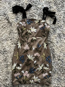 Endless Rose Floral Embroidered Mini Dress Pailletten Tie Shoulder Strap Size S - Bild 1 von 9