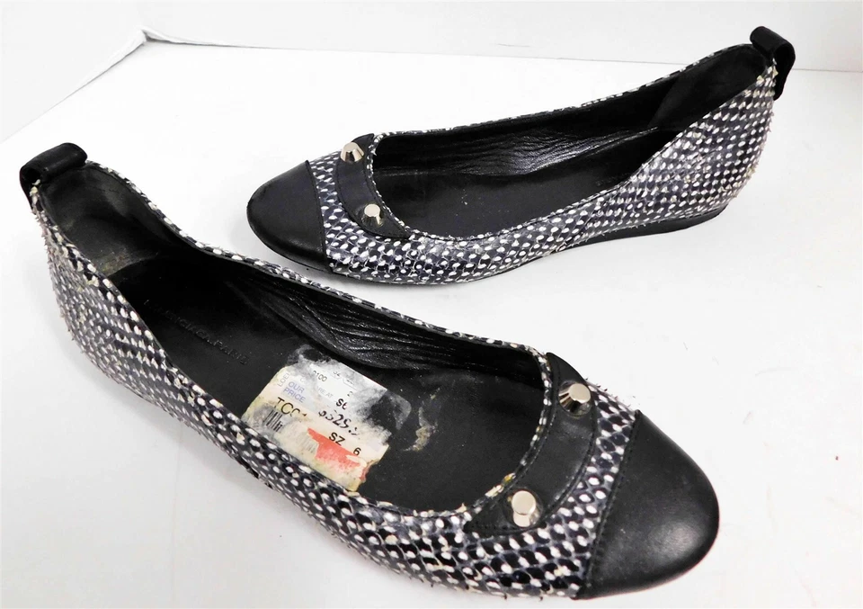 Balenciaga Paris Arena Black White Genuine Snakeskin & Leather Flats Italy 36 - Image 1 of 4