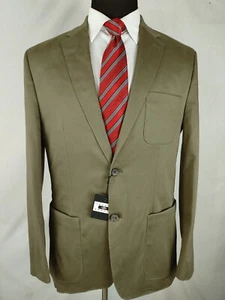 Joseph Abboud Mens L Blazer Sport Coat Jacket Olive Green Cotton Stretch - Picture 1 of 14