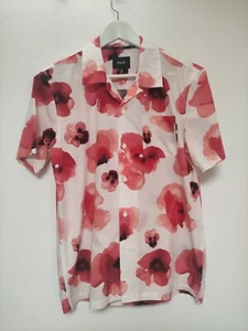 HUF Short Sleeved Shirt UK Small White with Coral Floral Design - Picture 1 of 5