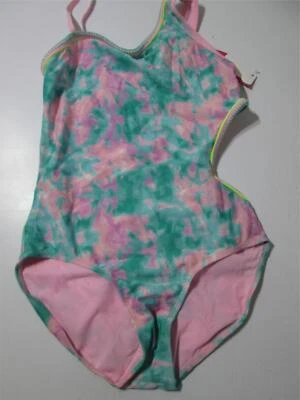 NWT Xhilaration Youth Girls Size XL One Piece Swimsuit Pink/Turquoise Wireless - Image 1 of 4