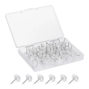 100 Stk Reißzwecken flacher Kopf Pinnadeln transparent Reißnägel Stecknadeln Set - Bild 1 von 7