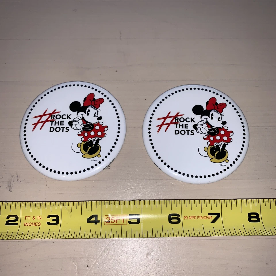 Disney Parks 2018 Disney Minnie Mouse #Rock the Dots Collectible Pin Button (2) - Image 1 of 1