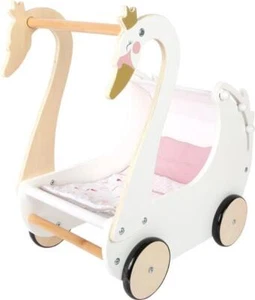 Puppenwagen Schwan, Holzpuppenwagen, weiß, inkl. Wäsche - Bild 1 von 11