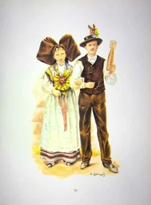 |ELSASS] Paul KAUFFMANN: Das Fest von Alteckendorf, GRAVUR signiert, 1931 - Bild 1 von 3