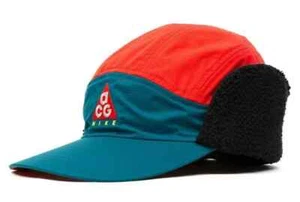 NIKE ACG TAILWIND SHERPA CAP HAT EARFLAPS HABANERO RED TEAL BLACK AR0497 381 - Picture 1 of 6