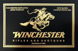 AMERICAN GUNMAKER LEATHER CASE TRADE LABEL for WINCHESTER rifle shotgun - Picture 1 of 3