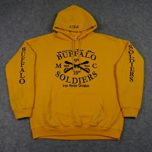 Buffalo Soldiers Sweatshirt Mens Large Yellow Gold Hoodie Pullover Born To Be VT - Picture 1 of 16