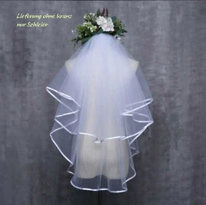 Schleier elfenbein weiß mit Kamm und Satinbandeinfassung Cape Stola - Bild 1 von 43