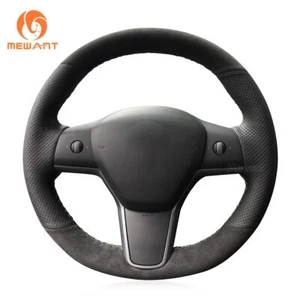 Cubierta de volante envolvente Alcántara gamuza cuero carbono A para Tesla modelo 3 - Imagen 1 de 13