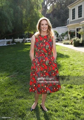 $3K Oscar de la Renta pomegranite print jacquard midi red long dress sz 10 M L - Image 1 of 4