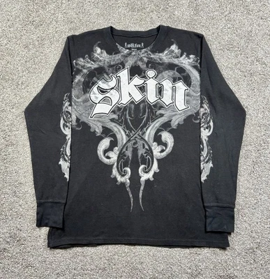 Camisa Waffle Térmica Estilo Manga Larga Skin Industries Y2K Negra Para Hombre Talla Grande Foto 1 de 4