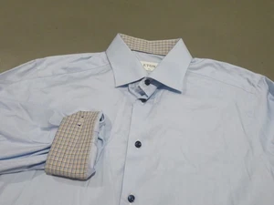 Eton Hemd Herren 16,5 42 Hellblau Slim Fit Elegant Flip Manschette Button Down - Bild 1 von 8
