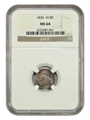 1835 CAPPED BUST HALF DIME - NGC MS-64 large date small 5C nicely toned! - Image 1 of 4