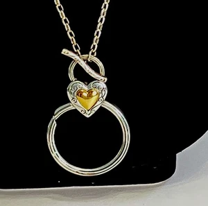 Brighton Toggle charm Crystal Heart necklace Gold Silver Plated To 34” Chain - Picture 1 of 7