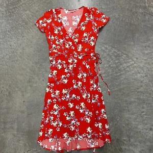 Gap Vestito Abito Manica Corta Avvolgente Donna Medio Rosso Floreale - Foto 1 di 5