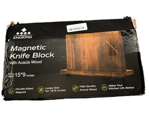 New ENOKING Extra Large Magnetic Kitchen Knife Block 15.2-In Acacia Wood Holder - Picture 1 of 10