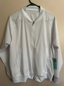 Iron Wood Golf Valentina Bomber Jacket Women’s Full Zip White UPF 50 NEW Size XL - Picture 1 of 7