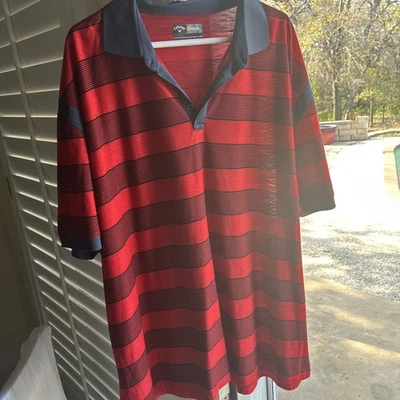 Camisa Polo Callaway Para Hombre 3XL Roja Azul Rayas Opti Dri Golf Performance Foto 1 de 4