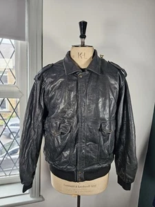 Vintage Redskins Leather Jacket Type B32 Biker Army & Civil 2XL Heavy Hide - Picture 1 of 22
