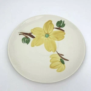 Saucer White Yellow Flowers Green Leaves Branch Hand Painted 6.25” Diameter Vtg - Picture 1 of 5