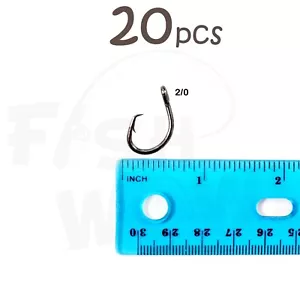 20pcs Size 2/0 Fish WOW!® Fishing 4x strong Offset circle hook Short Shank @US - Picture 1 of 3
