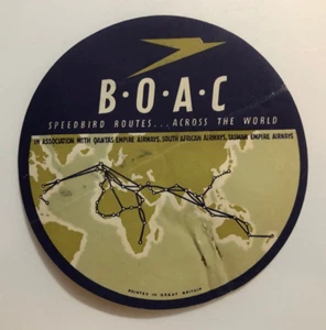 Vintage BOAC Airlines Original Luggage Label Decal Stickers Tag Airplane - Picture 1 of 2