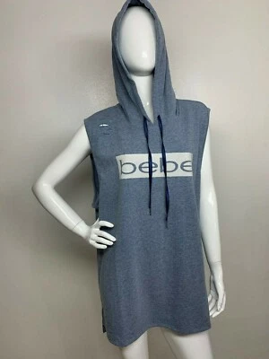 Bebe Sport Mujer Plus 3X Algodón Azul Claro Logo Con Capucha Sin Mangas Chaleco Top Nuevo con Etiquetas Foto 1 de 4