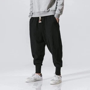 Mens Sports Pants Casual Stretch Drawstring Pants Small Leg Jogging Pants - Picture 1 of 15