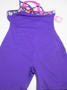NWT Youth Girls Size L One Piece Performace Suit Purple Stretch Crossback Active - Picture 1 of 5