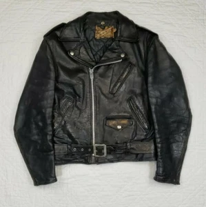 Chaqueta de Motociclista de Colección Perfecto Schott Bro's One Star Cuero Negro Talla 40 - Imagen 1 de 12