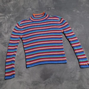 TOMMY HILFIGER Striped Cotton Turtleneck Sweater Size Youth XL School EUC - Picture 1 of 6