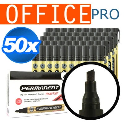 50pcs Black Liquid Chisel Tip Permanent Marker Pens Set Office Writing Same Day - image 1 of 4