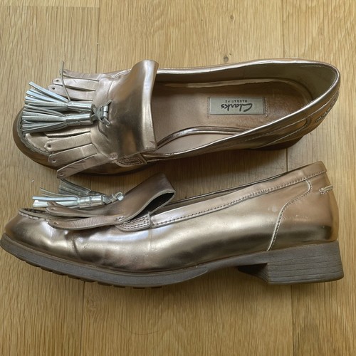 MOCASSINI STILE VINTAGE CLARKS ORO ROSA BROGUES SCARPA DA BARCA DONNA UK 5 lavoro